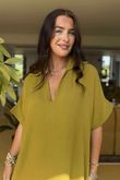 Made in Italy Paulo Pillow Cotton Shirt Dress Dirty Olive